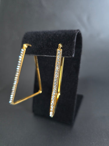 EARRING**Silver Triangle Crystal Hoops**